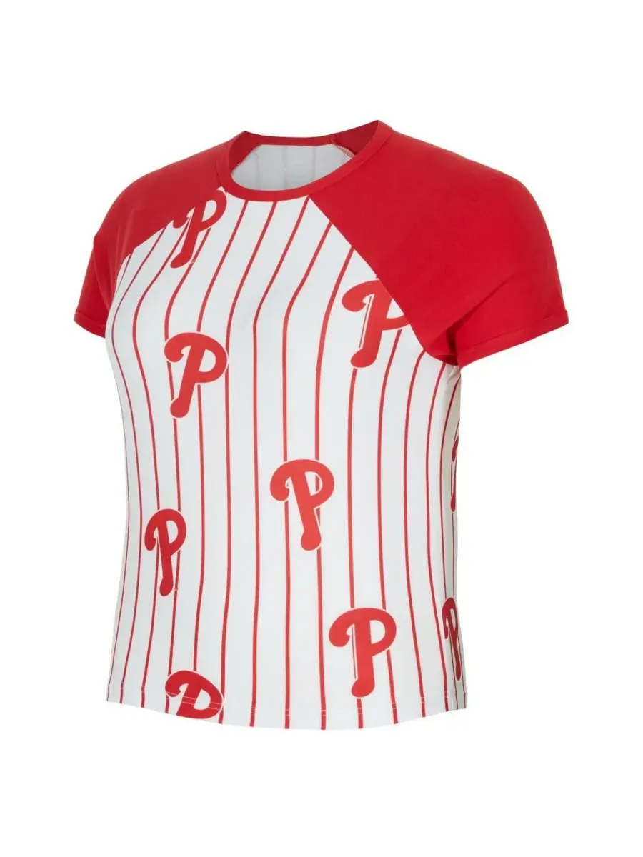 Concepts Sport Женская белая футболка-реглан в полоску с символикой команды Philadelphia Phillies — изображение 2 из 3, белый
