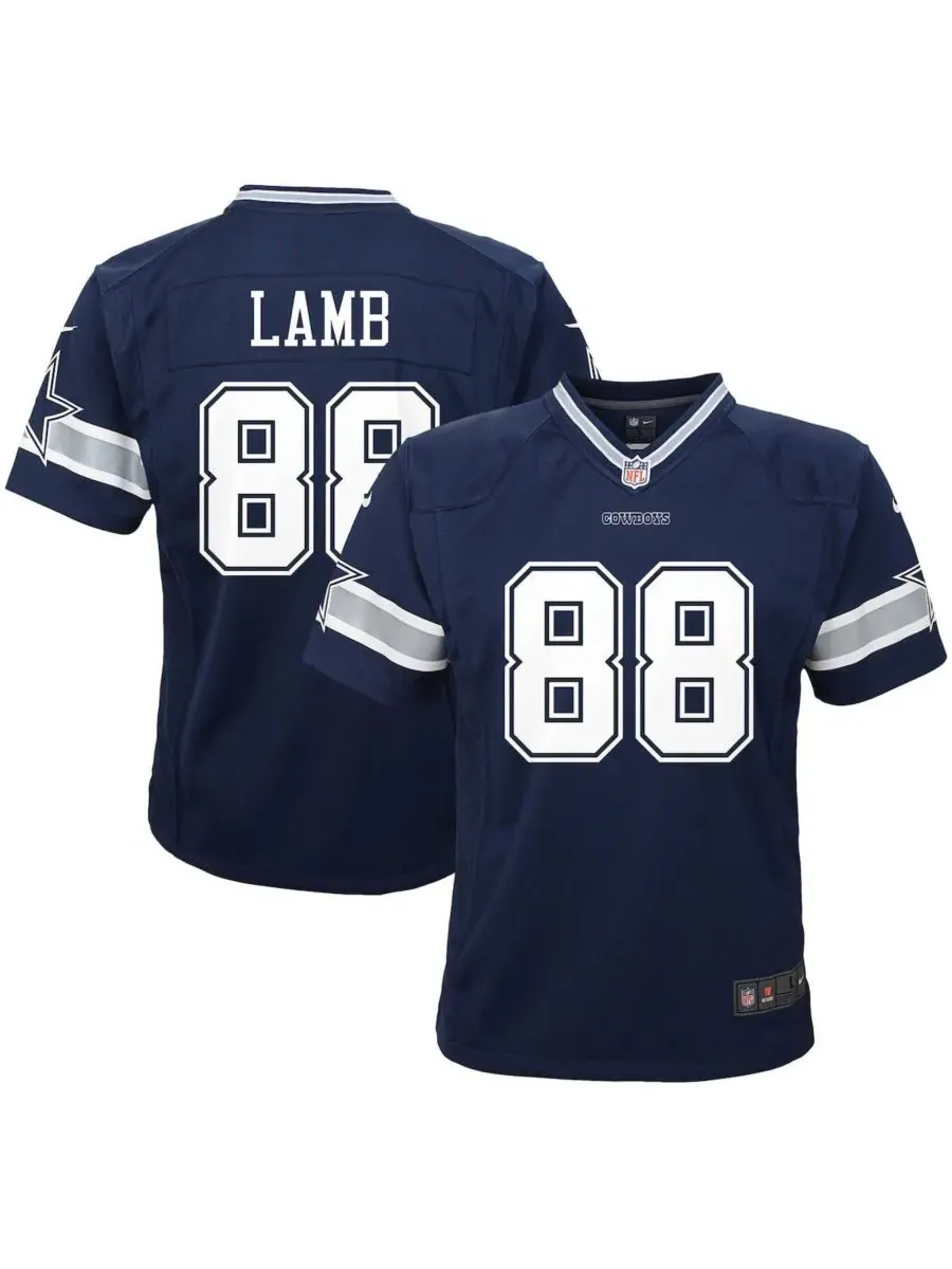 Nike Детская игровая футболка CeeDee Lamb Navy Dallas Cowboys для мальчиков и девочек — изображение 1 из 3, темно-синий