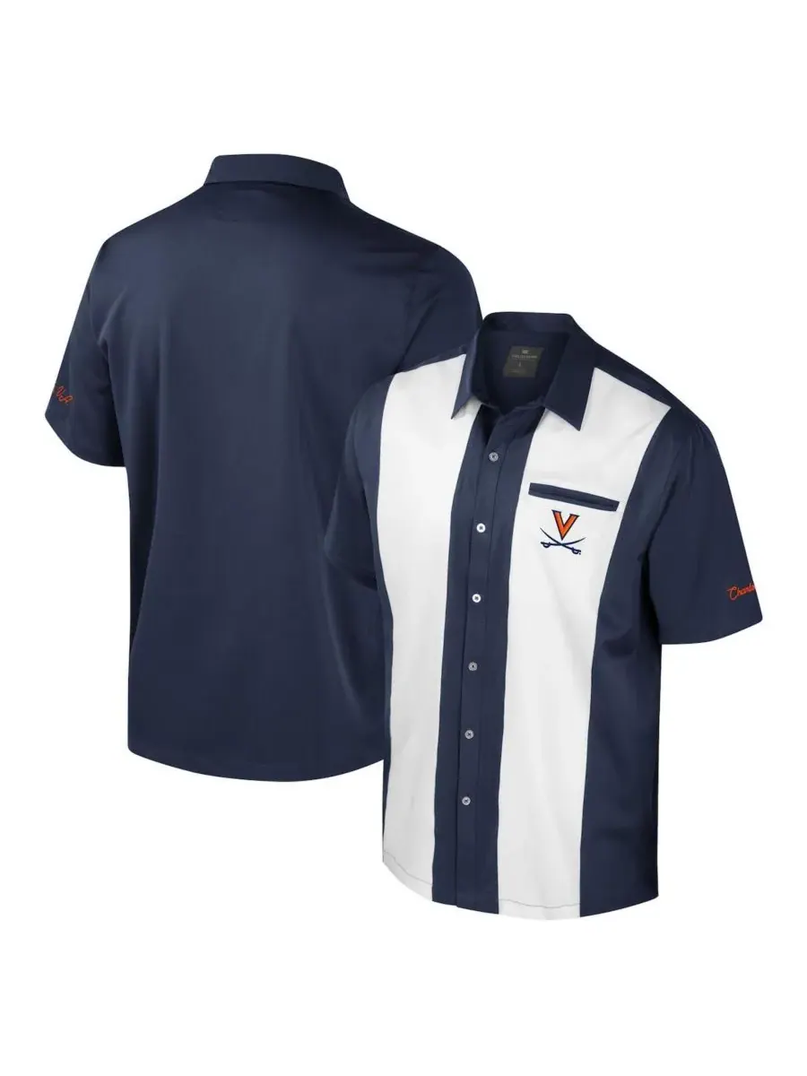 Colosseum Мужская темно-синяя рубашка для боулинга Virginia Cavaliers Strike на пуговицах