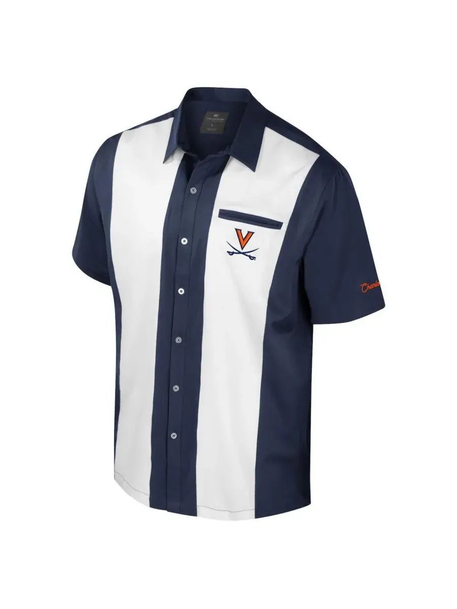 Colosseum Мужская темно-синяя рубашка для боулинга Virginia Cavaliers Strike на пуговицах — изображение 2 из 3, темно-синий