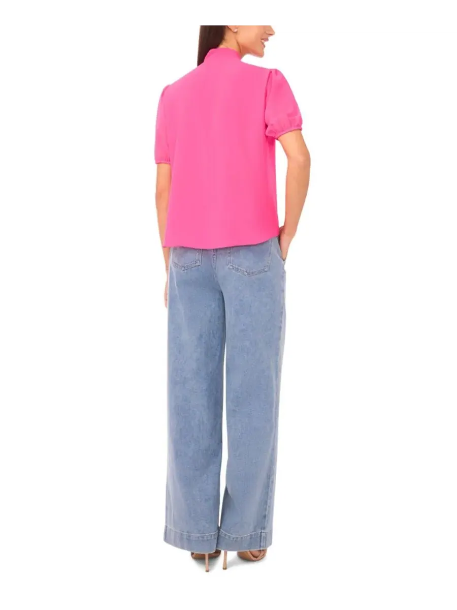Женская блузка с короткими рукавами и бантом CeCe, Brilliant Fuchsia — изображение 5 из 5