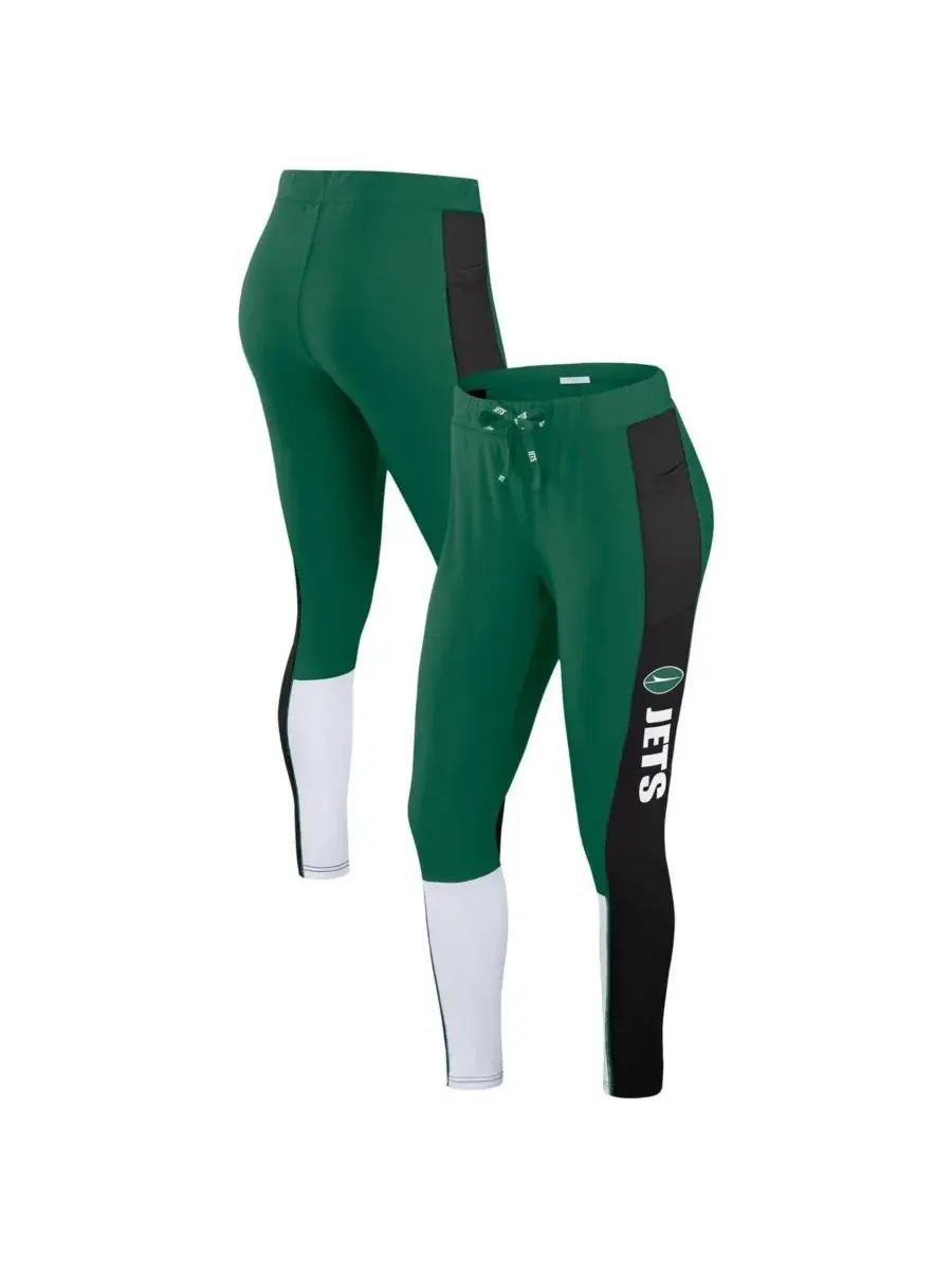 WEAR by Erin Andrews Женские леггинсы New York Jets в зелено-черной расцветке с цветными блоками — изображение 1 из 3