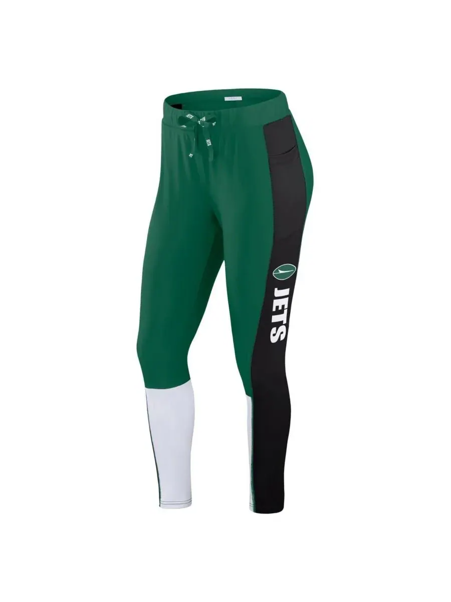 WEAR by Erin Andrews Женские леггинсы New York Jets в зелено-черной расцветке с цветными блоками — изображение 2 из 3