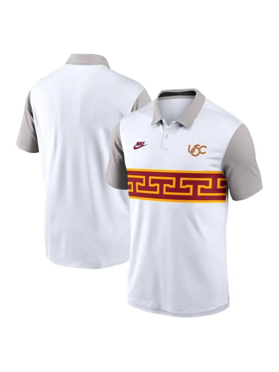Nike Мужская белая/серая поло-рубашка USC Trojans Athletic Prep Legacy Logo Vapor Performance — изображение 1 из 3