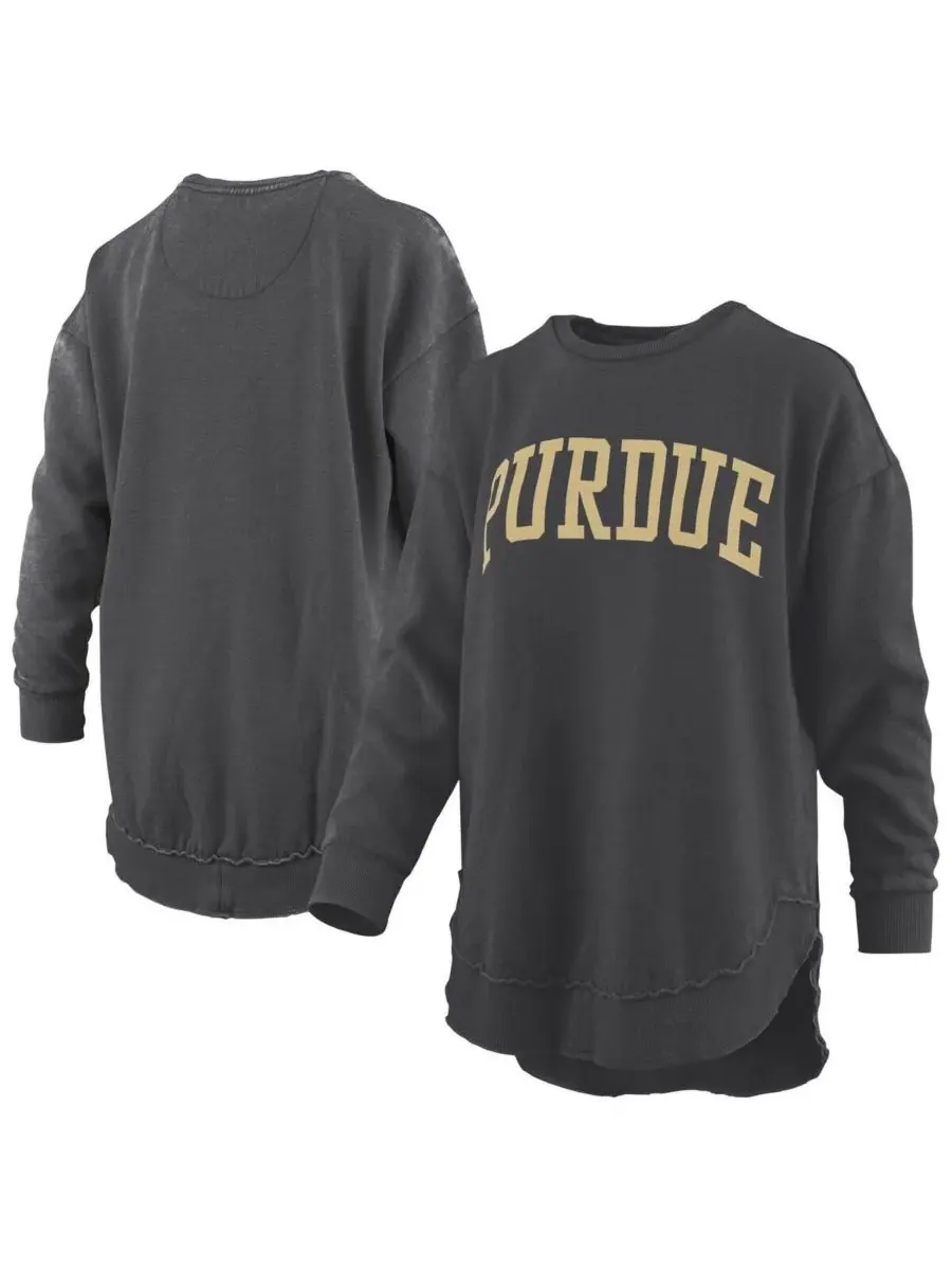 Pressbox Женская черная пончо Purdue Boilermakers Melange из винтажного флиса с длинными рукавами