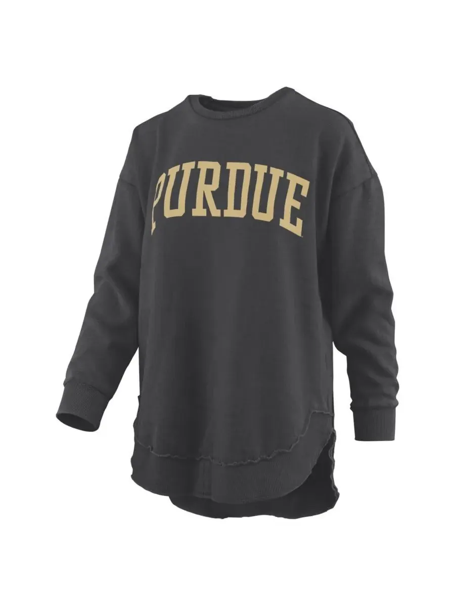 Pressbox Женская черная пончо Purdue Boilermakers Melange из винтажного флиса с длинными рукавами — изображение 3 из 3