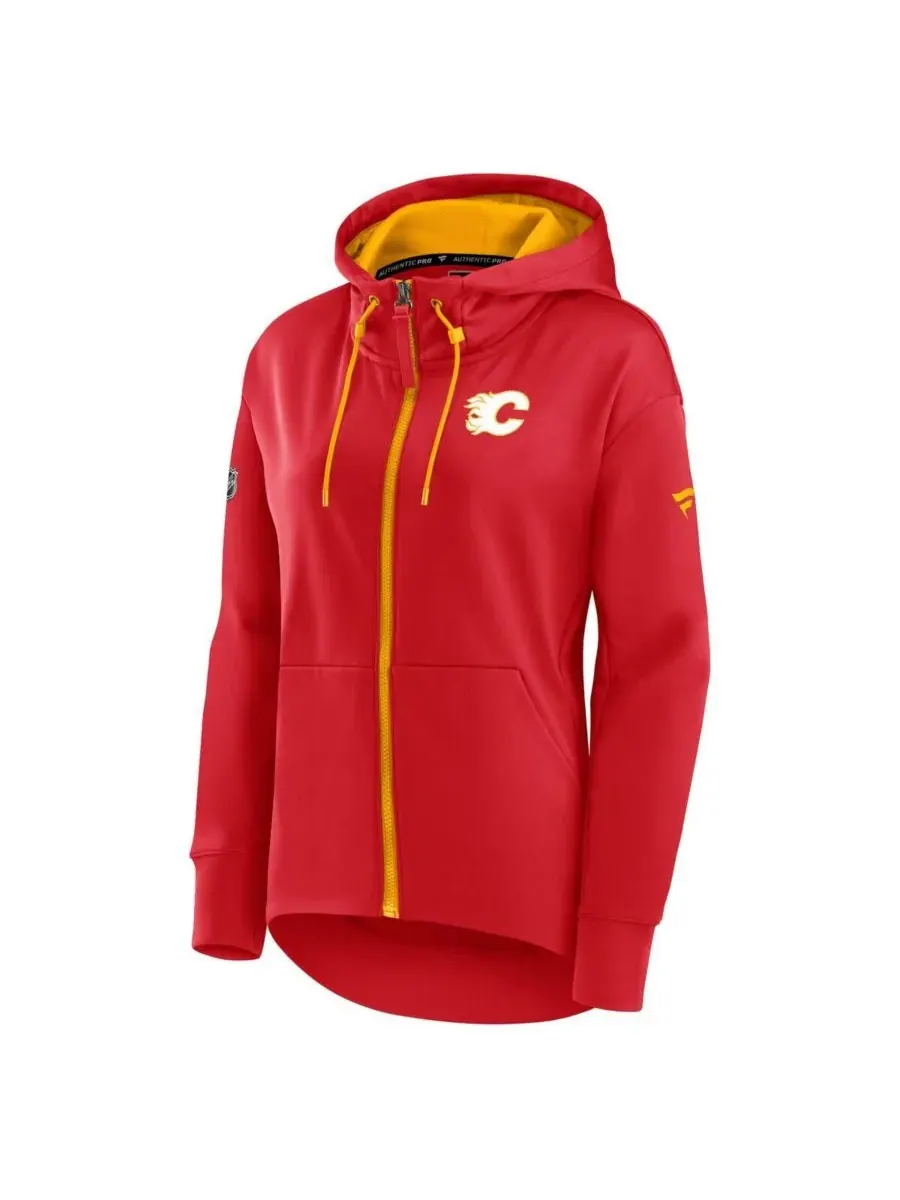 Fanatics Женская красная толстовка на молнии с символикой Calgary Flames Authentic Pro Rink — изображение 3 из 3, красный