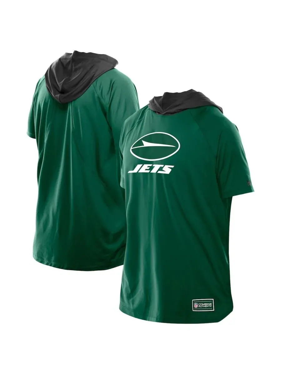 Футболка с капюшоном и рукавом реглан New York Jets Combine Authentic New Era — изображение 1 из 5, зеленый