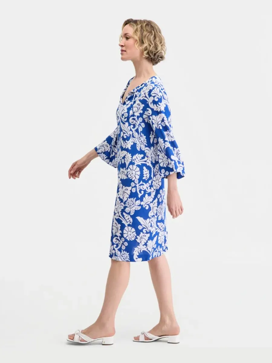 Платье-туника с принтом, модель Printed Tunic Dress JM Collection, Deep Pacific — изображение 2 из 4