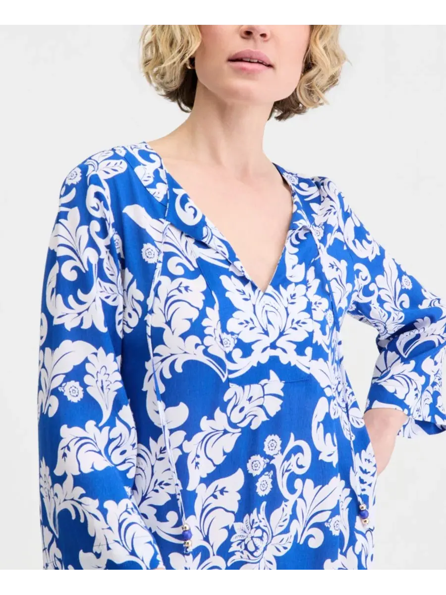 Платье-туника с принтом, модель Printed Tunic Dress JM Collection, Deep Pacific — изображение 3 из 4
