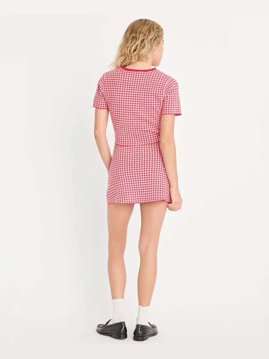 Женский мини-юбка-свитер из смешанной ткани Good American, Cherry Gingham — изображение 5 из 5