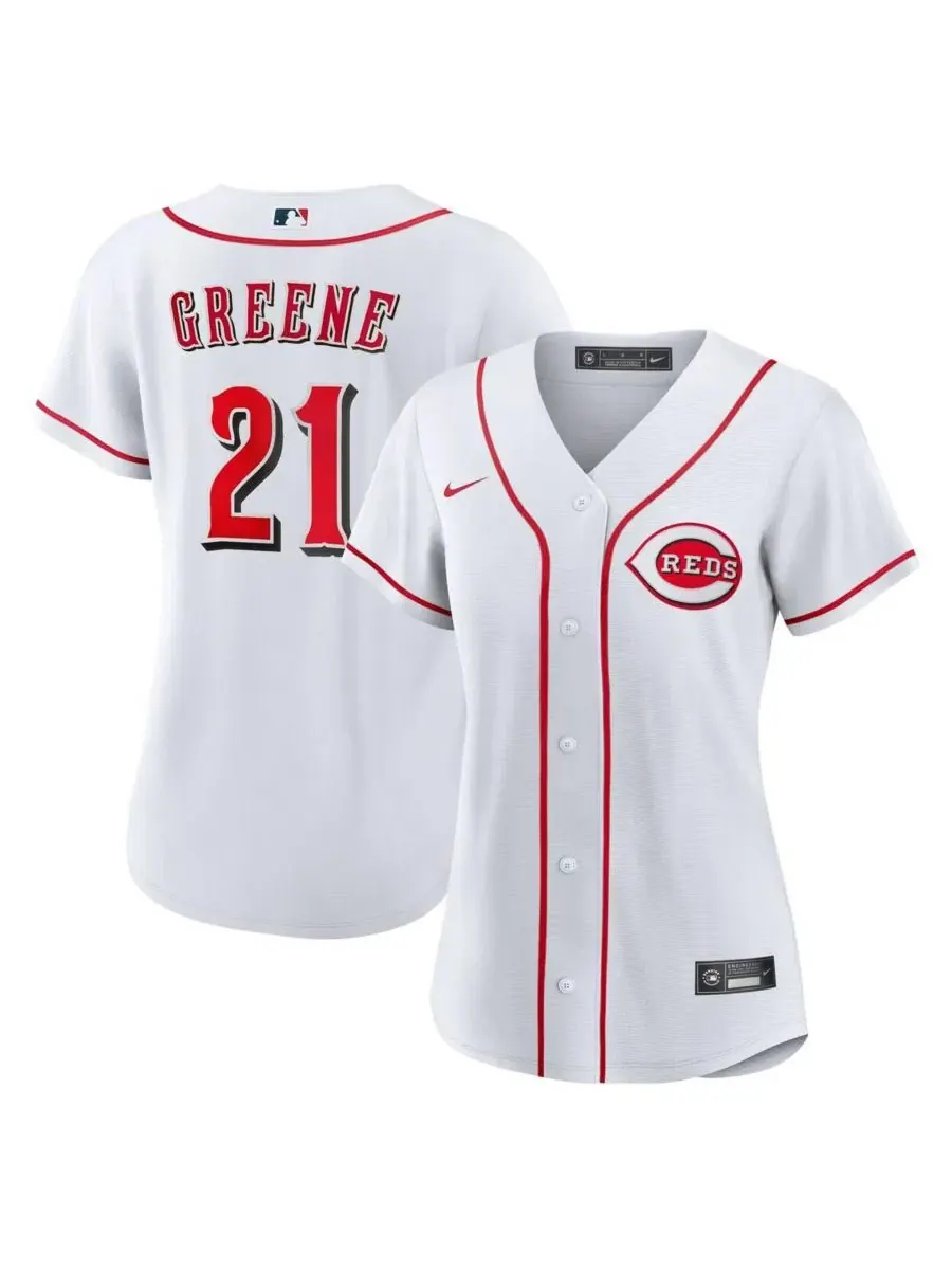 Женская реплика джерси Hunter Greene Cincinnati Reds с длинным рукавом Nike — изображение 1 из 3, белый