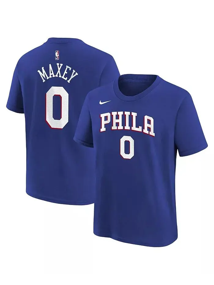 Футболка с именем и номером Big Boys and Girls Tyrese Maxey Royal Philadelphia 76ers Nike — изображение 1 из 3