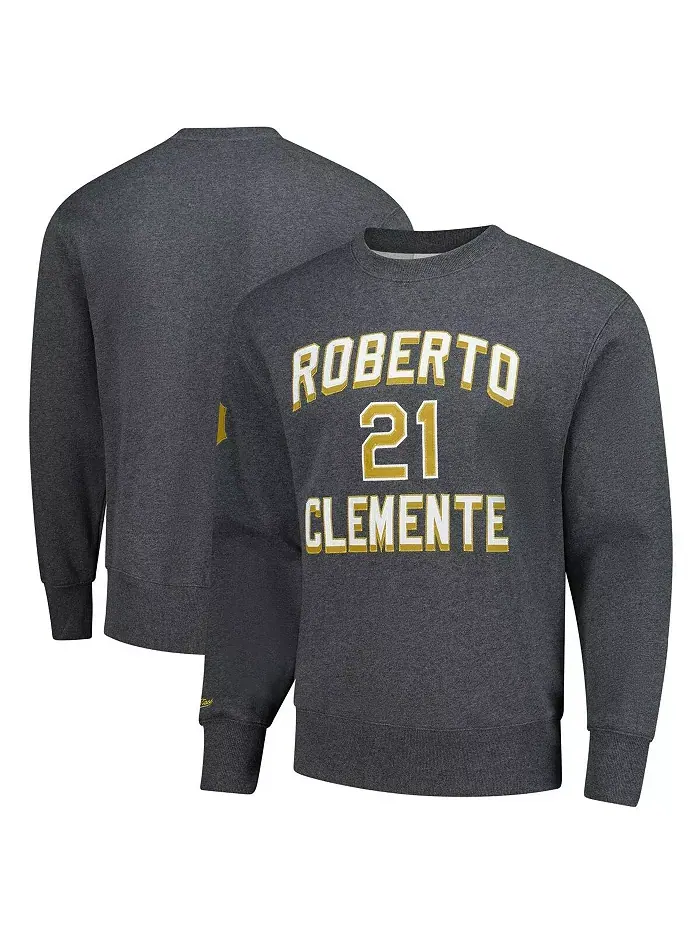 Мужской флисовый свитшот с капюшоном Roberto Clemente Heather Charcoal из коллекции Pittsburgh — изображение 1 из 3