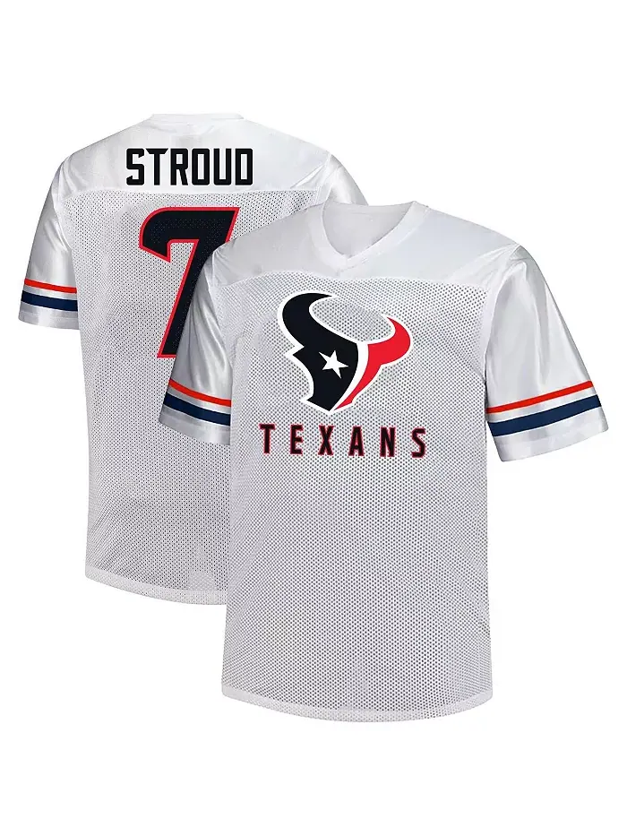 Мужская модная футболка с V-образным вырезом C.J. Stroud Houston Texans Big Tall белого цвета — изображение 1 из 3