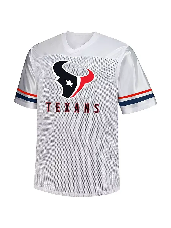Мужская модная футболка с V-образным вырезом C.J. Stroud Houston Texans Big Tall белого цвета — изображение 2 из 3