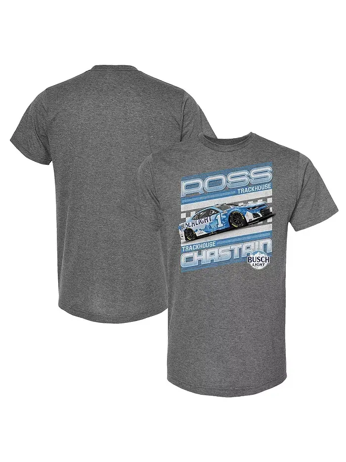 Мужская футболка Heather Charcoal Ross Chastain Busch Light Trackhouse Racing Team Collection