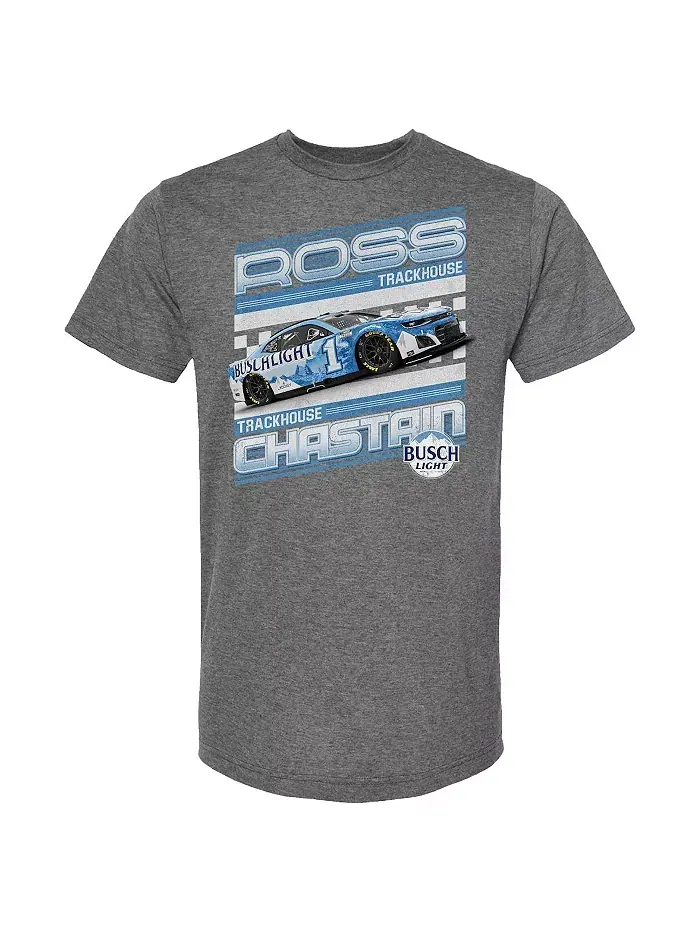 Мужская футболка Heather Charcoal Ross Chastain Busch Light Trackhouse Racing Team Collection — изображение 2 из 3