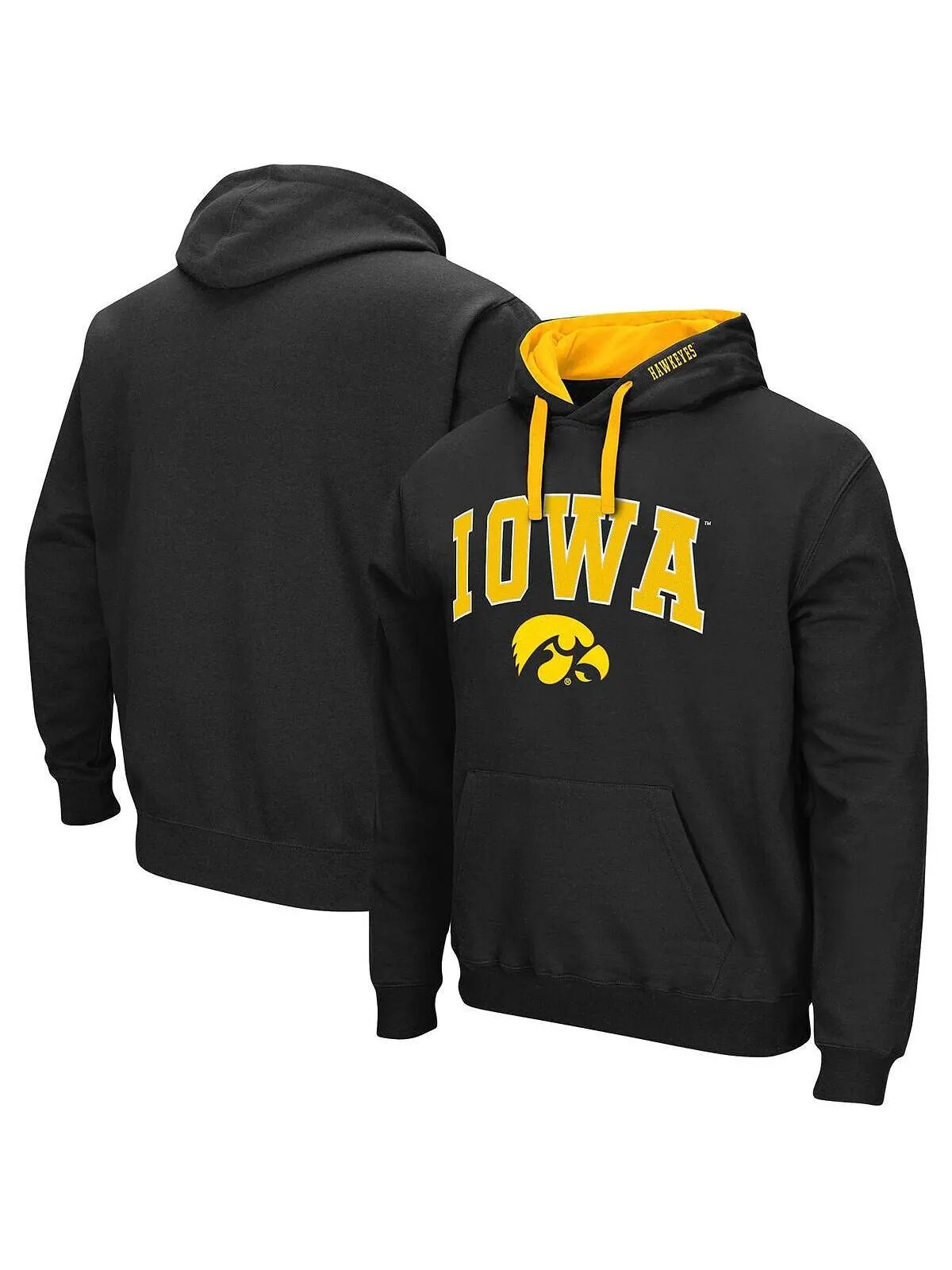 Мужская черная толстовка с капюшоном iowa hawkeyes big and tall arch & logo 2.0 Colosseum — изображение 1 из 3, черный