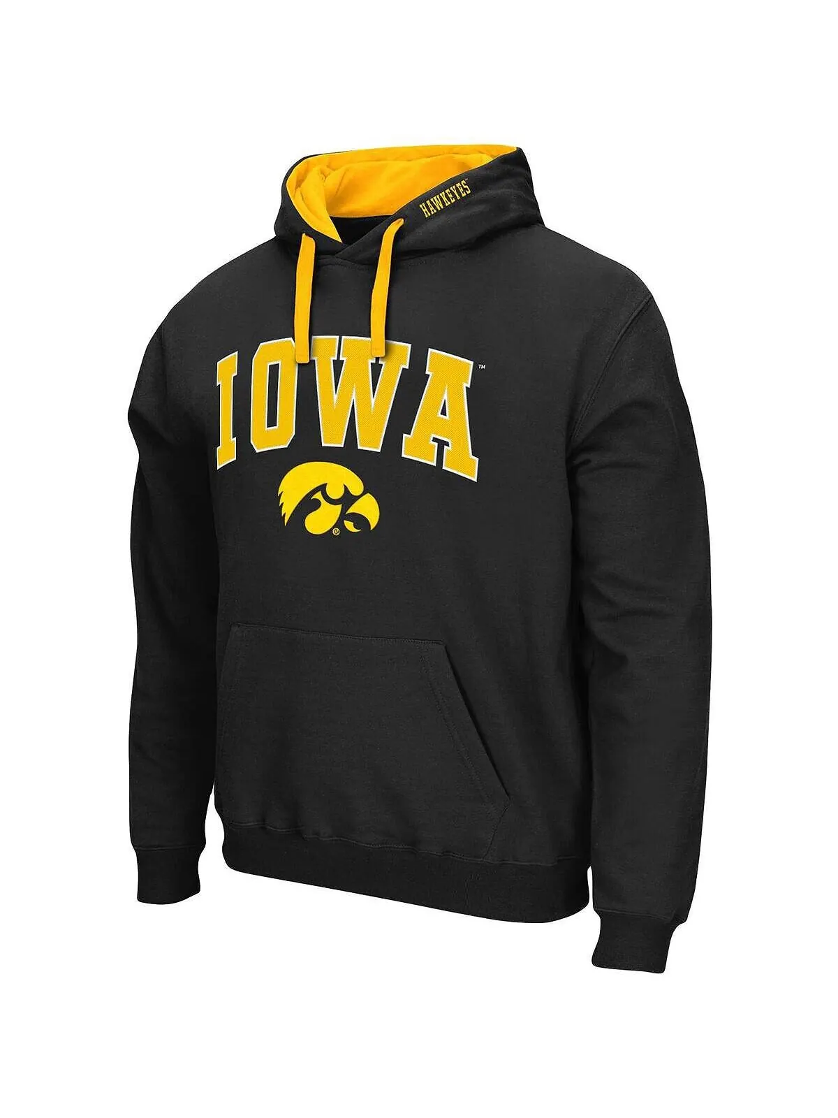 Мужская черная толстовка с капюшоном iowa hawkeyes big and tall arch & logo 2.0 Colosseum — изображение 2 из 3, черный