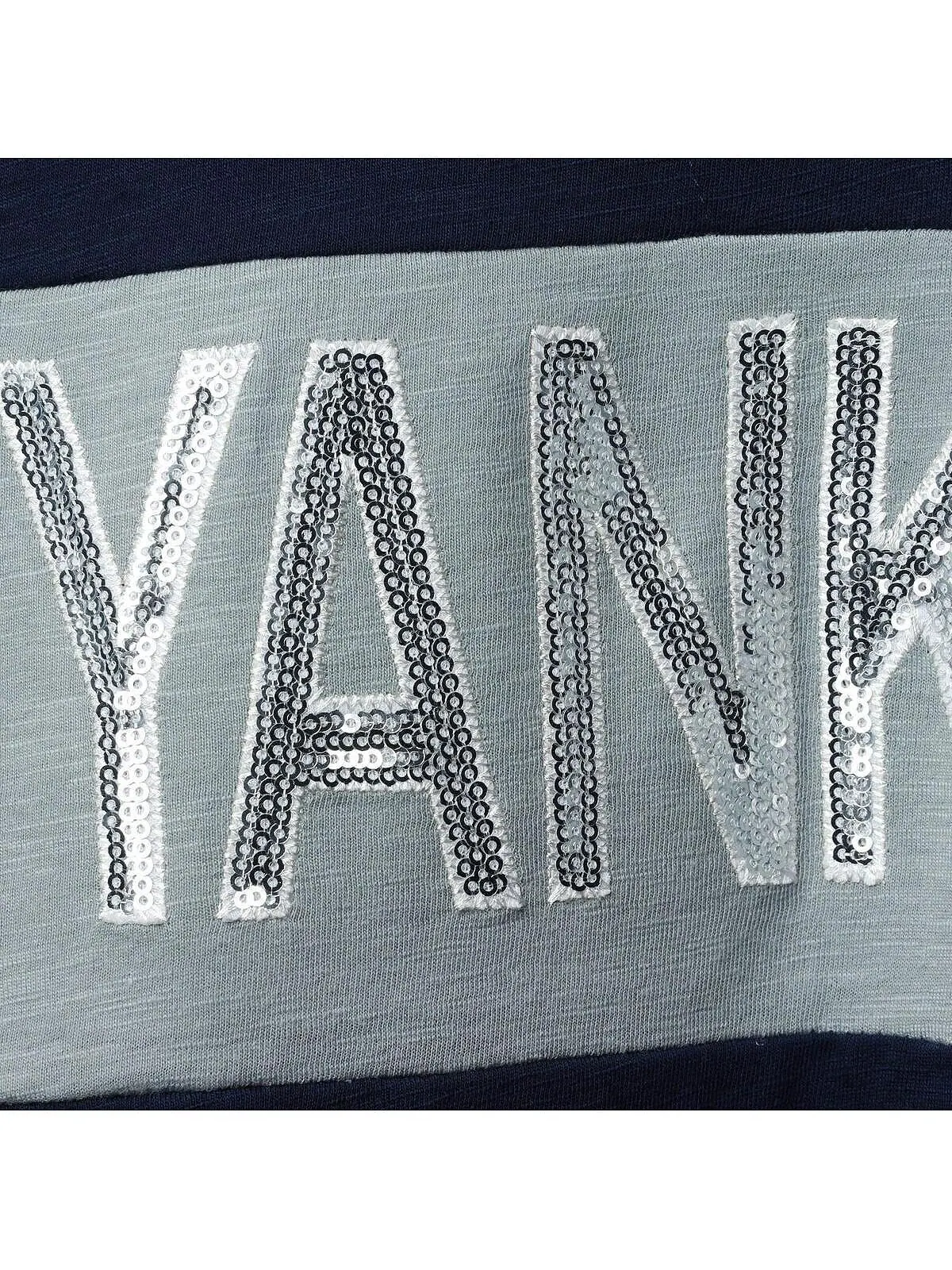 Женская темно-сине-серая футболка New York Yankees с вырезом на воротнике Touch — изображение 4 из 4, темно-синий серый