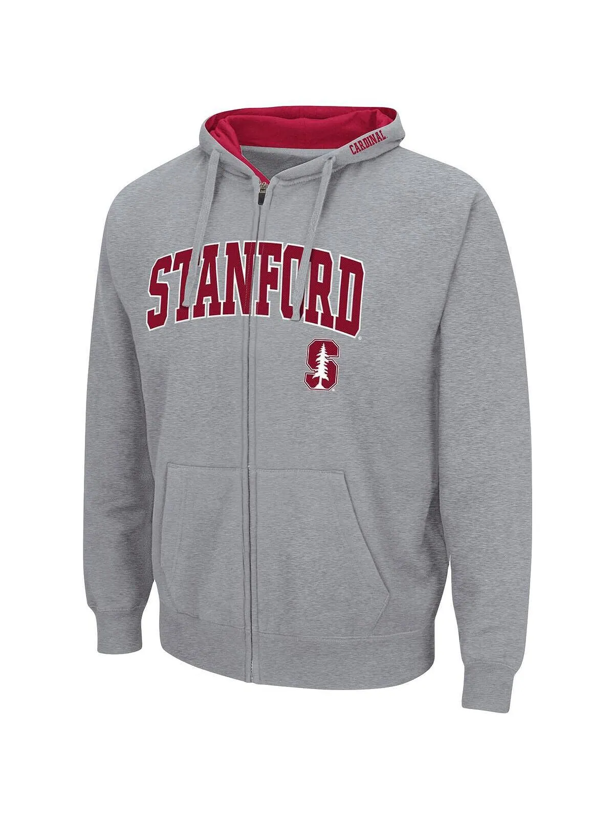 Мужская толстовка с капюшоном во всю длину молнии Stanford Cardinal Arch and Logo 3.0 серого цвета — изображение 2 из 3