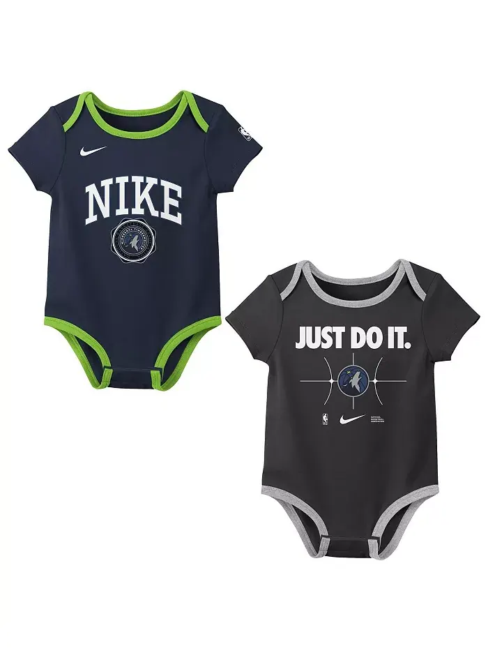 Новорожденный комплект из 2 боди Minnesota Timberwolves Just Do It в цвете Navy/Black Nike — изображение 1 из 3
