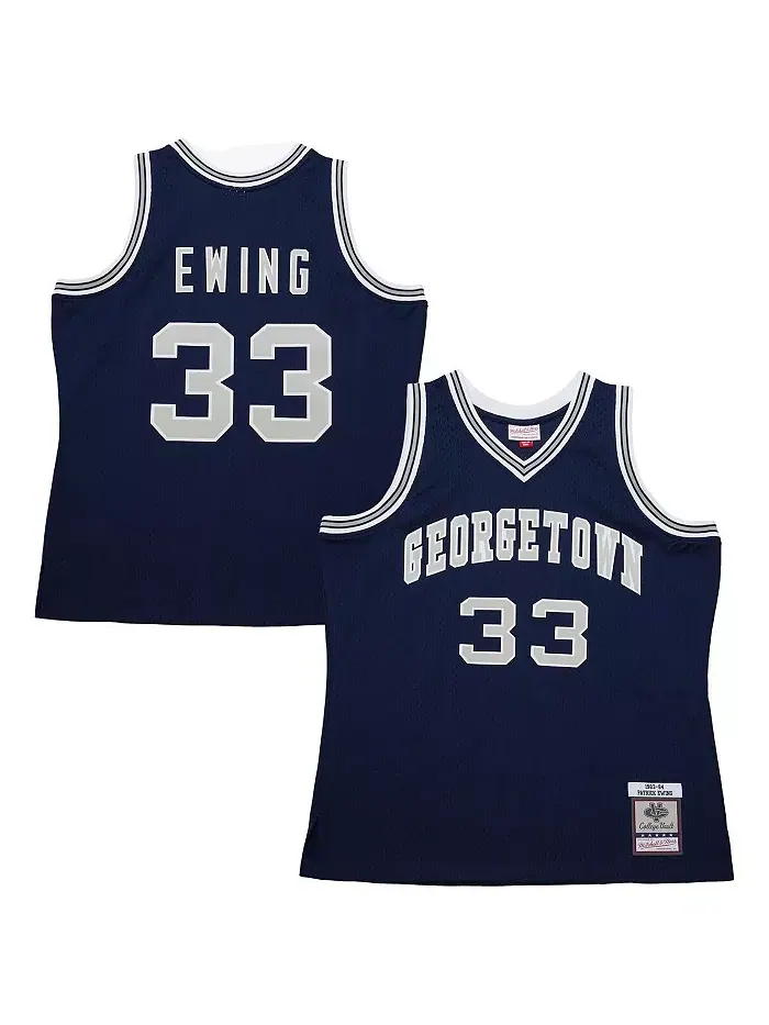 Мужская футболка Patrick Ewing Georgetown Hoyas 1983/84 в синем цвете Mitchell & Ness — изображение 1 из 5