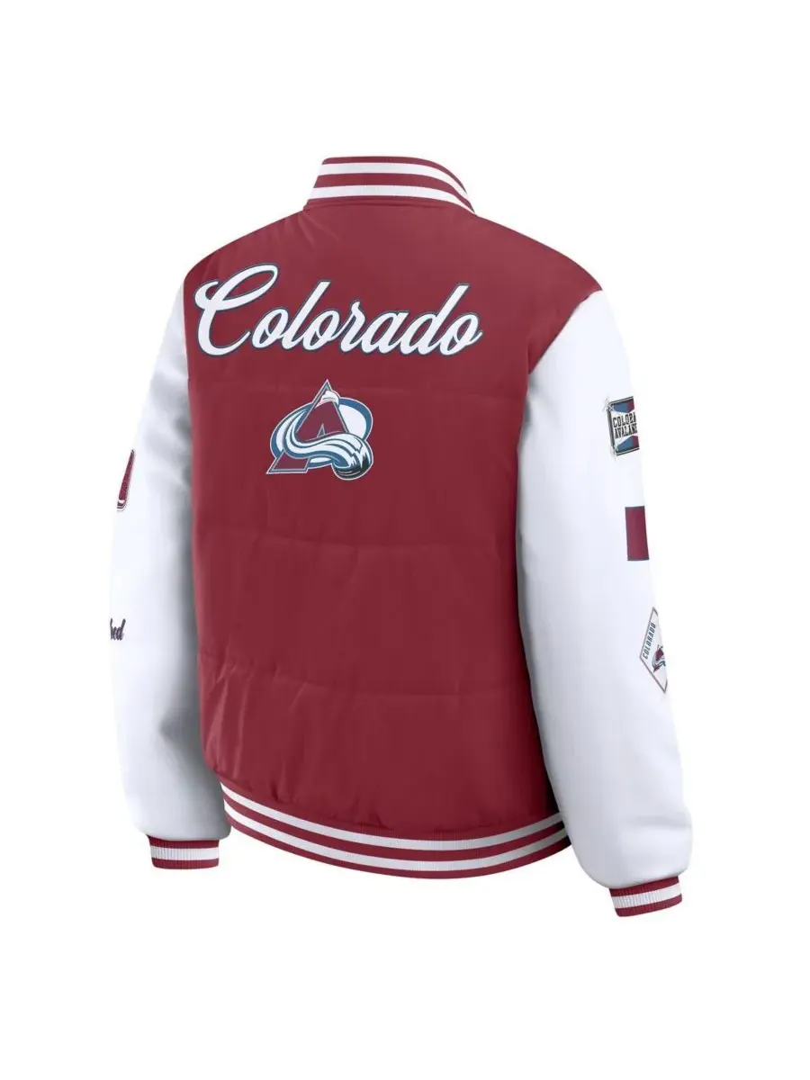 WEAR by Erin Andrews Женская бордово-белая пуховая куртка Colorado Avalanche Varsity на кнопках — изображение 3 из 3