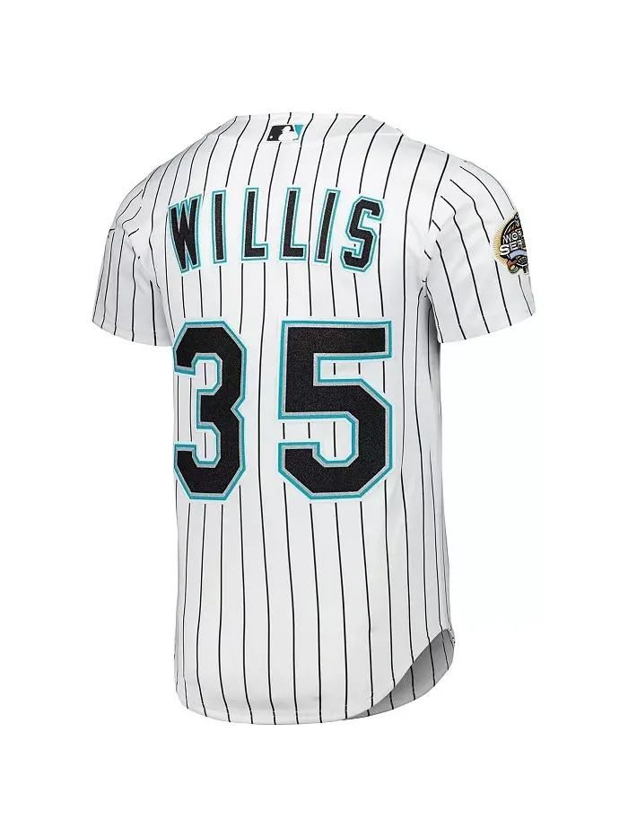 Мужская аутентичная футболка Dontrelle Willis белого цвета Florida Marlins из коллекции Cooperstown — изображение 2 из 3
