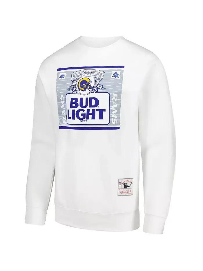 Будвайзер Лайт Мужская белая толстовка с капюшоном Los Angeles Rams The Crest Mitchell & Ness — изображение 3 из 3