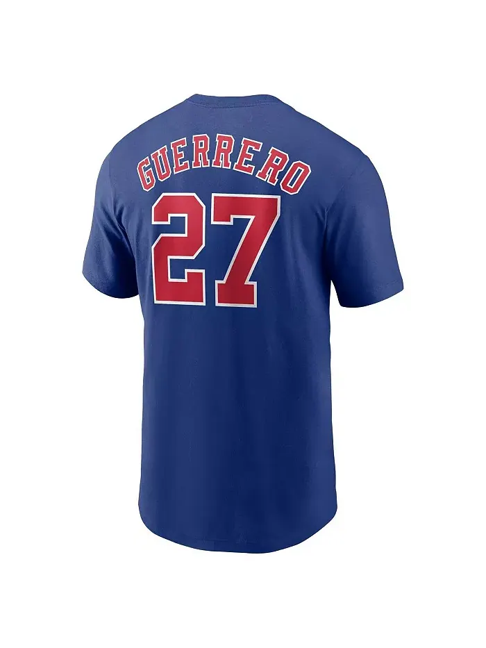 Мужская футболка Vladimir Guerrero синяя Montreal Expos из коллекции Cooperstown с именем и номером — изображение 2 из 3