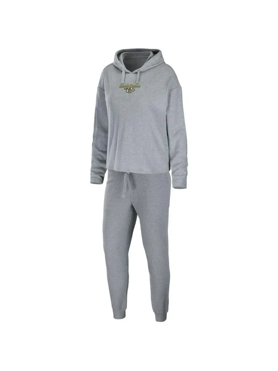 WEAR by Erin Andrews Женский пижамный комплект из светло-серого пуловера с логотипом Nashville — изображение 1 из 4, серый