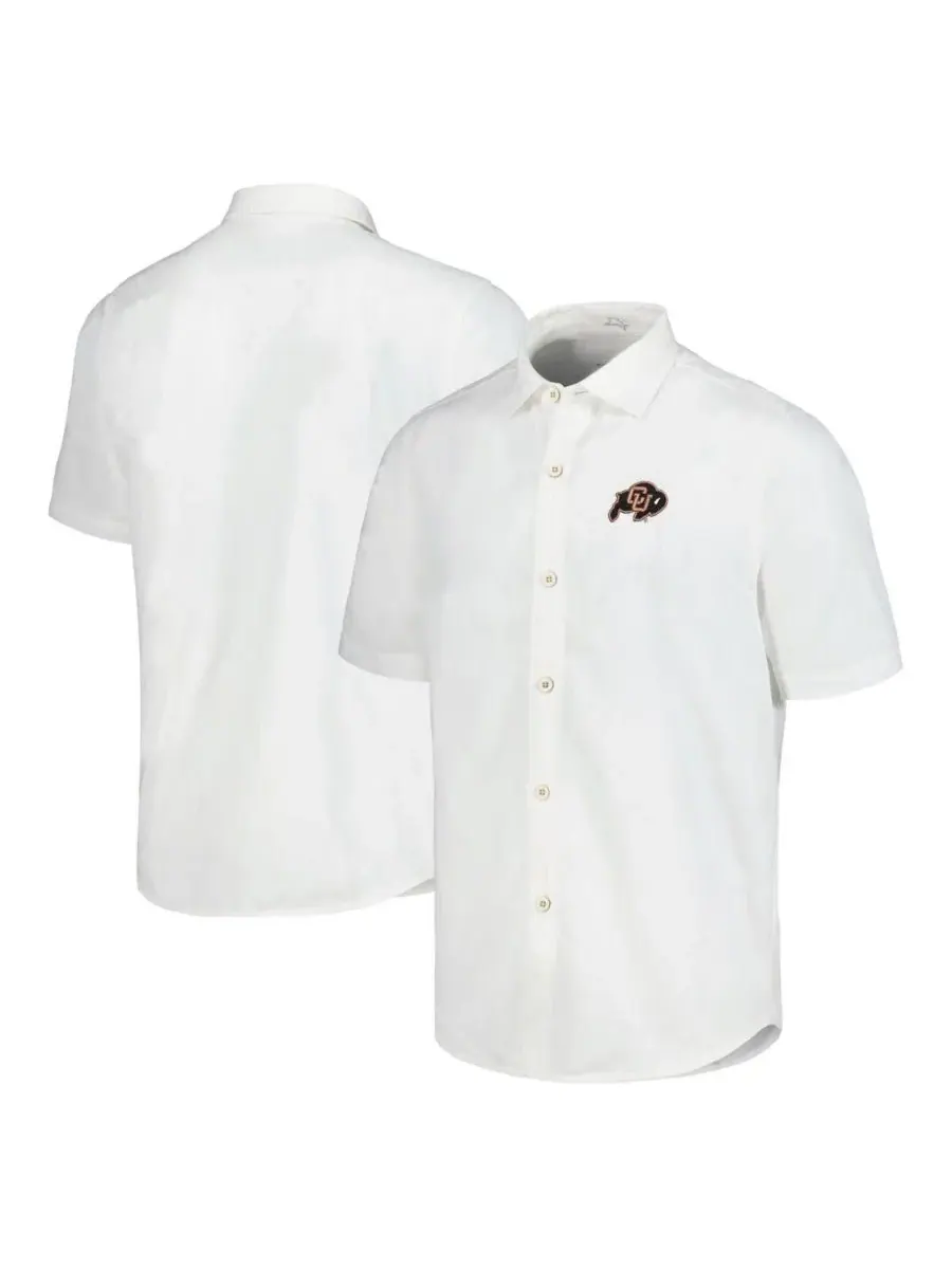 Tommy Bahama Мужская белая рубашка на пуговицах Colorado Buffaloes Coconut Point Palm Vista — изображение 1 из 3, белый