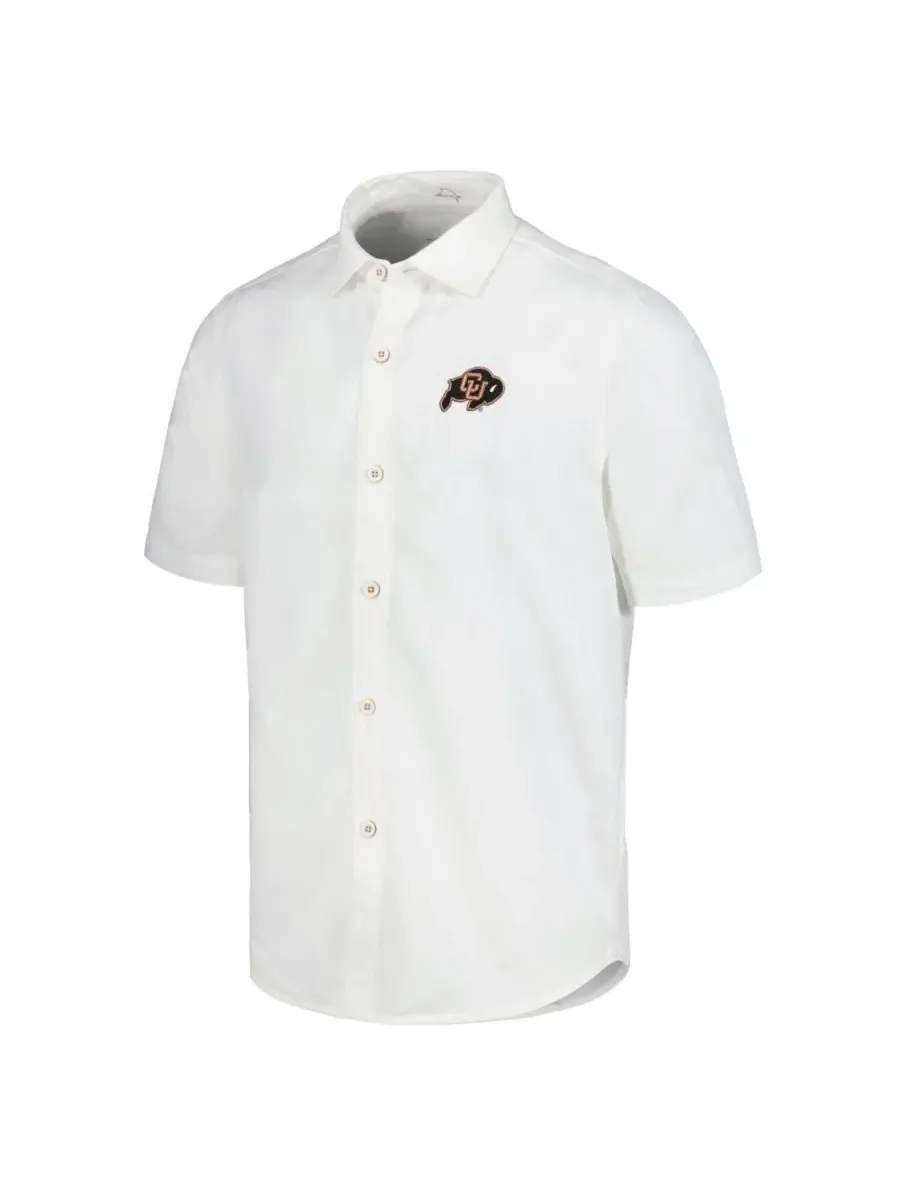 Tommy Bahama Мужская белая рубашка на пуговицах Colorado Buffaloes Coconut Point Palm Vista — изображение 2 из 3, белый