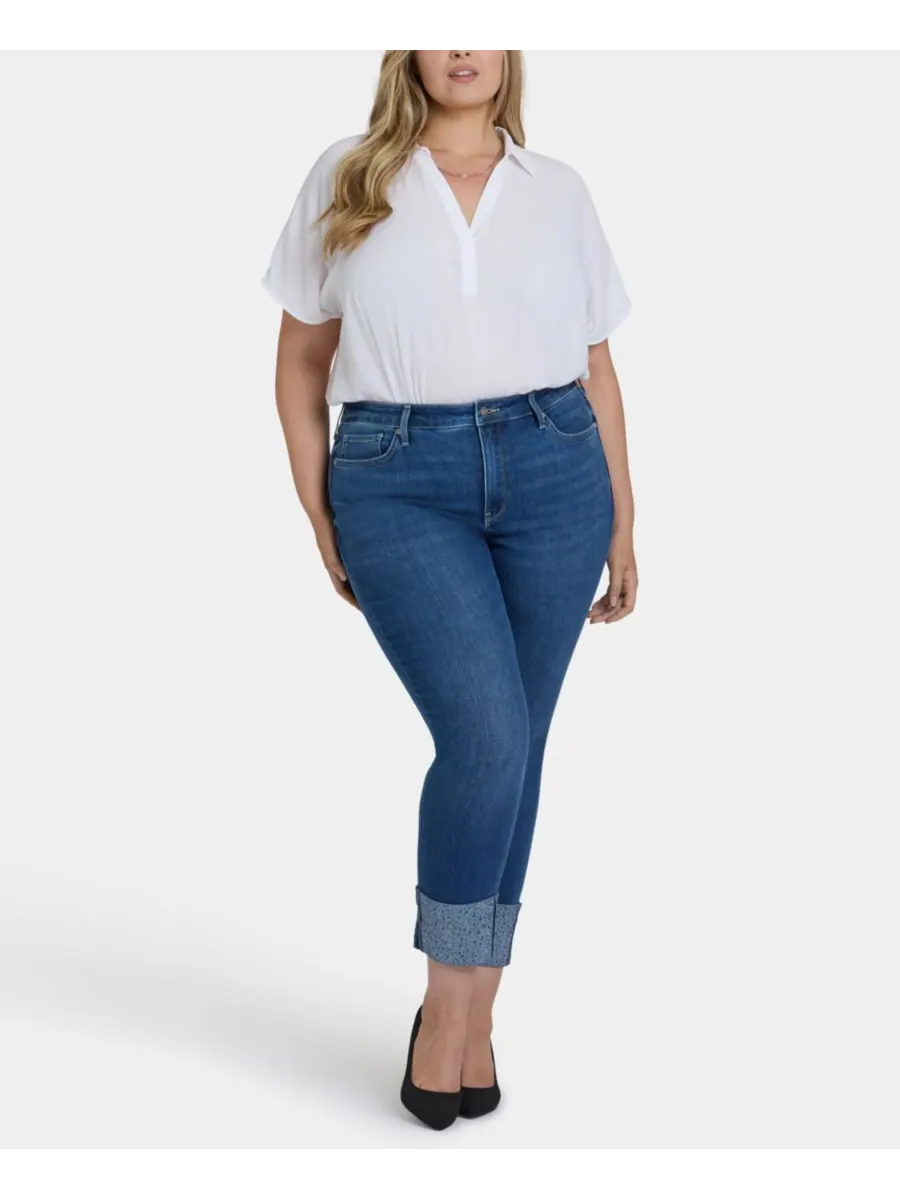 Джинсы Sheri Slim Plus Size до щиколотки с отворотами, украшенными стразами NYDJ, Vintage Lapis — изображение 1 из 3