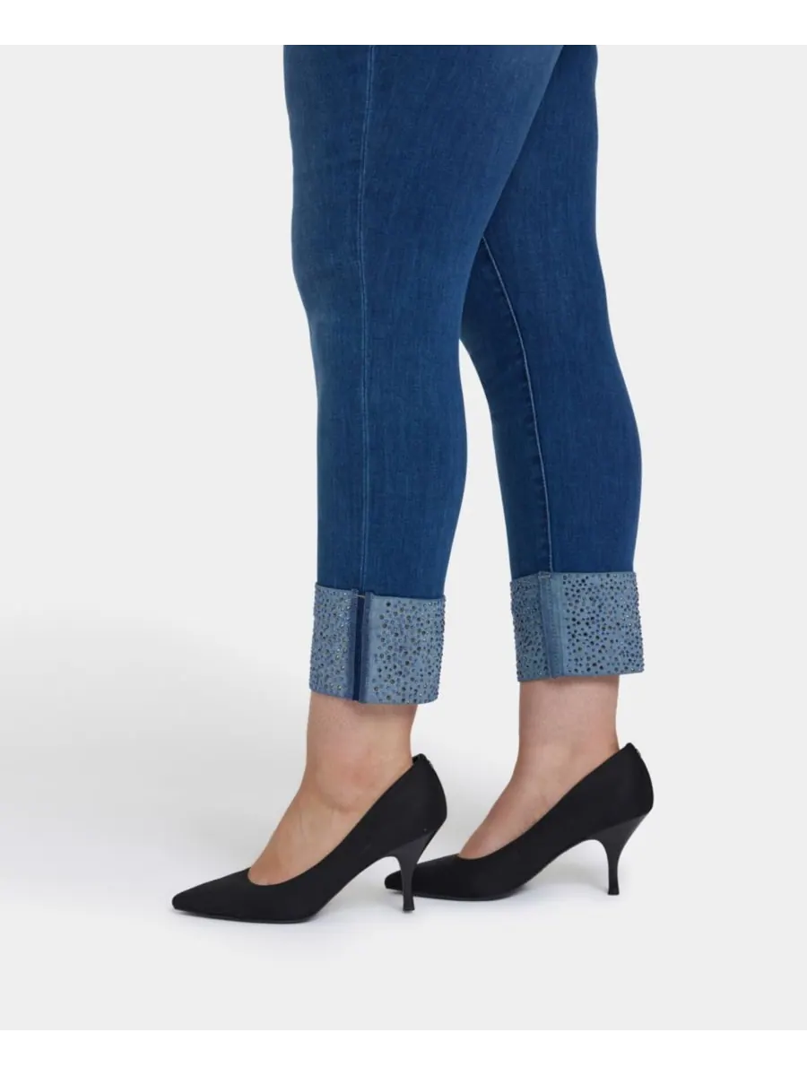 Джинсы Sheri Slim Plus Size до щиколотки с отворотами, украшенными стразами NYDJ, Vintage Lapis — изображение 2 из 3