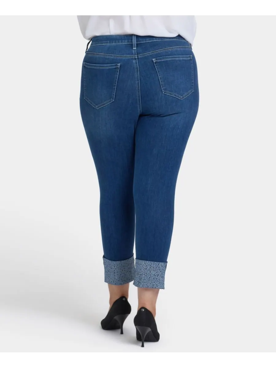 Джинсы Sheri Slim Plus Size до щиколотки с отворотами, украшенными стразами NYDJ, Vintage Lapis — изображение 3 из 3