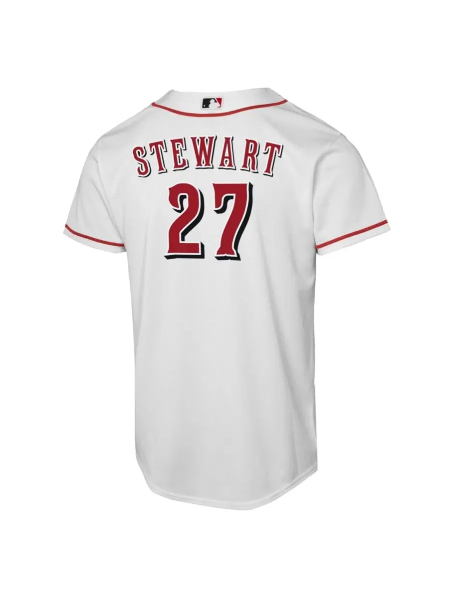 Детская футболка Sal Stewart White Cincinnati Reds Home Replica Player Jersey Nike — изображение 3 из 3, белый