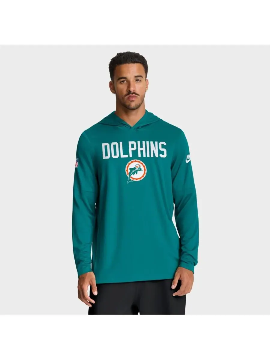 Мужская футболка с длинным рукавом Aqua Miami Dolphins Alt Pack Pass Accuracy Performance Nike
