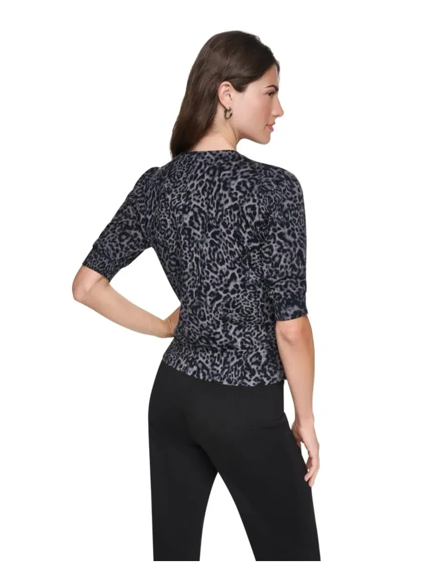 Кардиган женский с принтом, с длинным рукавом DKNY, Moonlit Leopard — изображение 4 из 6