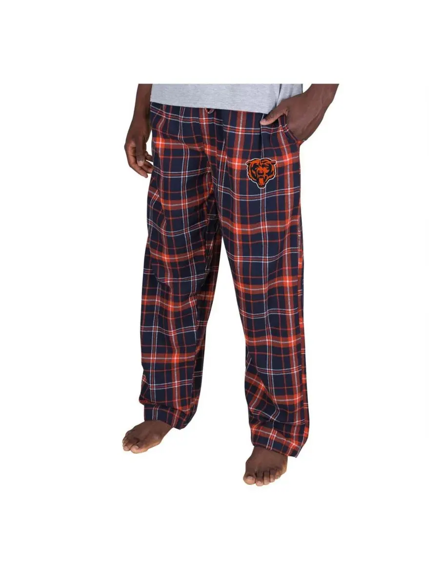 Мужские темно-синие клетчатые фланелевые брюки Chicago Bears Concepts Sport — изображение 1 из 1, темно-синий оранжевый