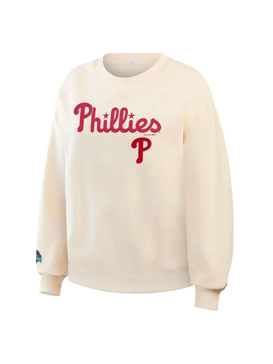 Женский свитшот с круглым вырезом Philadelphia Phillies, с принтом WEAR by Erin Andrews — изображение 2 из 4, бежевый