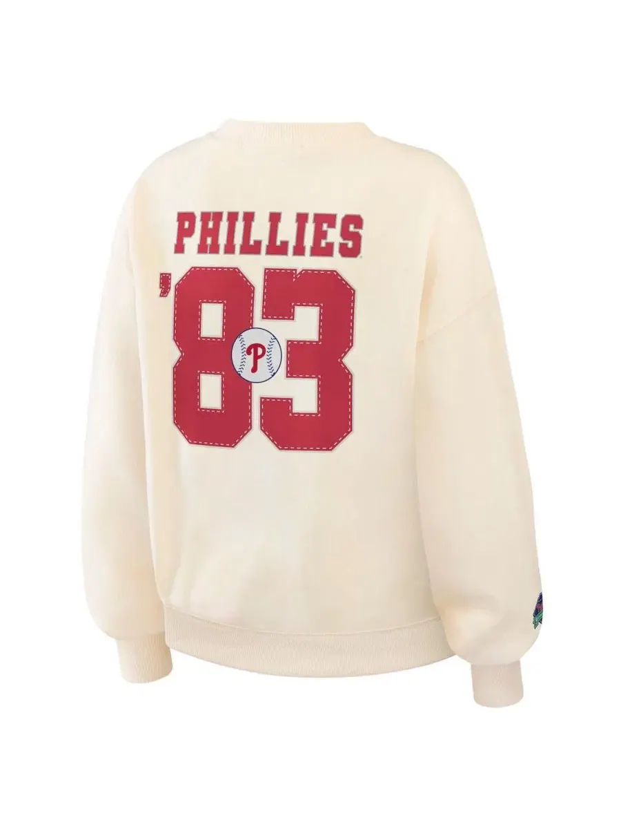 Женский свитшот с круглым вырезом Philadelphia Phillies, с принтом WEAR by Erin Andrews — изображение 3 из 4, бежевый