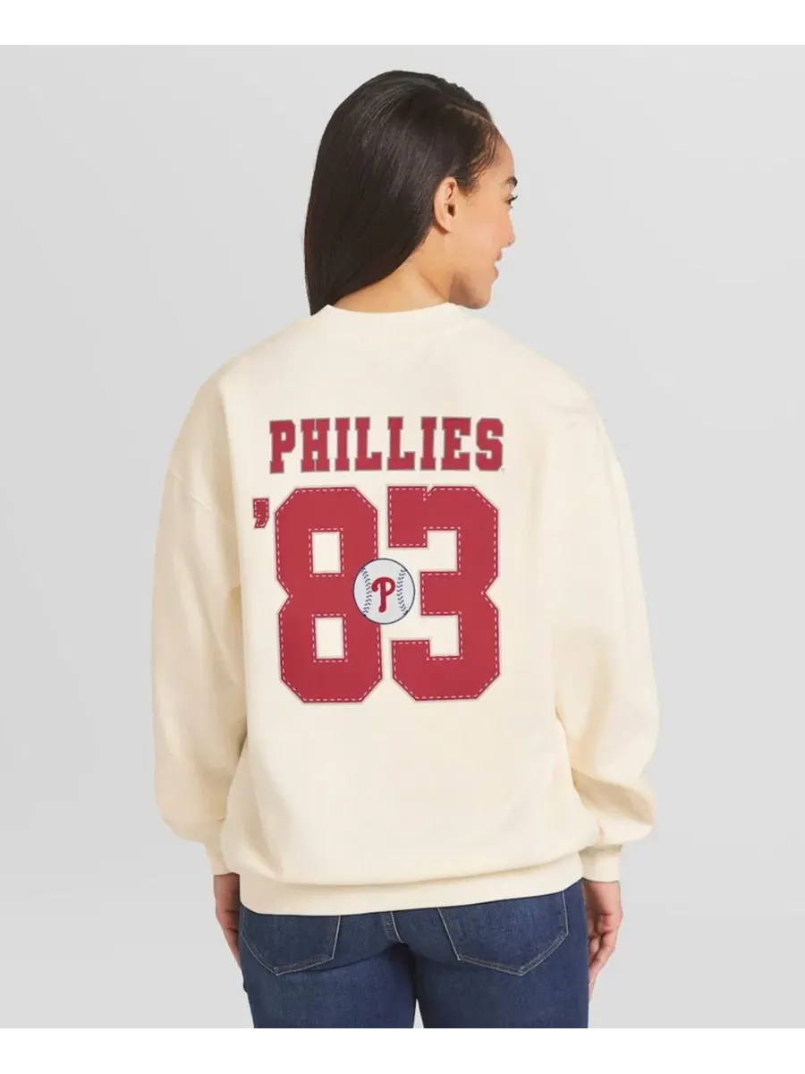 Женский свитшот с круглым вырезом Philadelphia Phillies, с принтом WEAR by Erin Andrews — изображение 4 из 4, бежевый