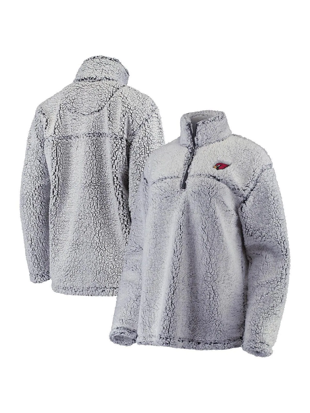 Женский серый пуловер с молнией в четверть Arizona Cardinals Sherpa G-III 4Her by Carl Banks — изображение 1 из 4
