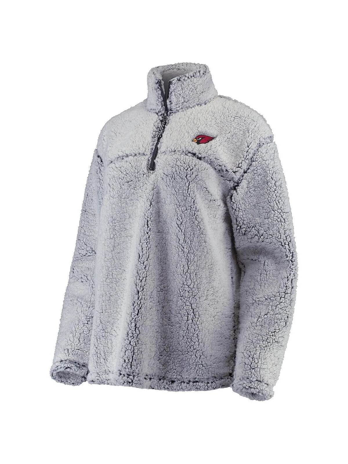 Женский серый пуловер с молнией в четверть Arizona Cardinals Sherpa G-III 4Her by Carl Banks — изображение 2 из 4