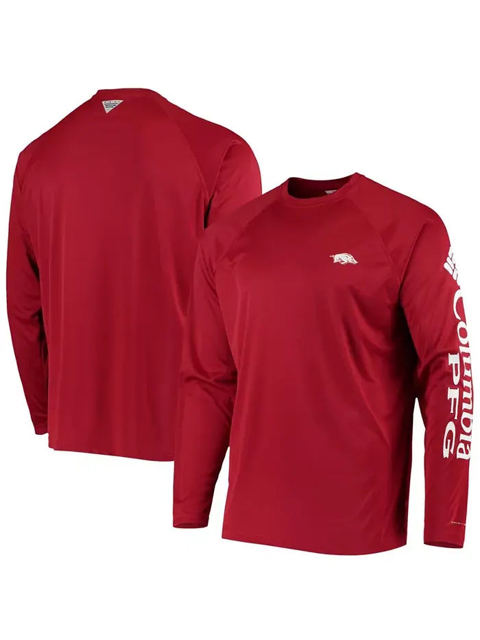Мужская футболка с длинным рукавом PFG Cardinal Arkansas Razorbacks Terminal Tackle Omni-Shade — изображение 1 из 3