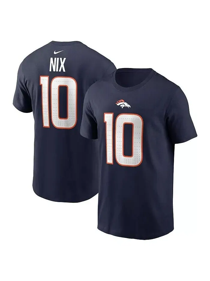 Мужская футболка Bo Nix Navy Denver Broncos 2024 NFL Draft Player Name Number Nike — изображение 1 из 3