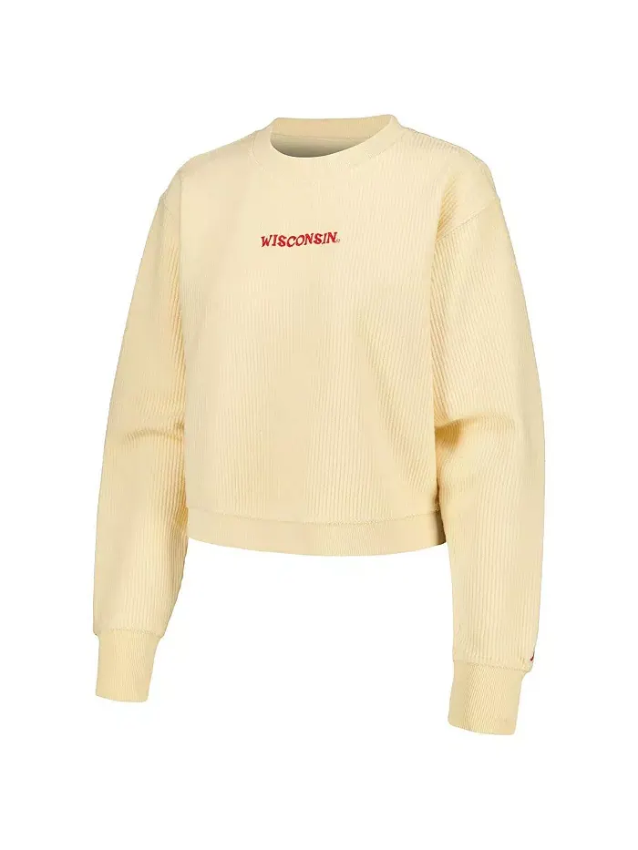 Женская кремовая укороченная толстовка Wisconsin Badgers Timber League Collegiate Wear — изображение 3 из 4